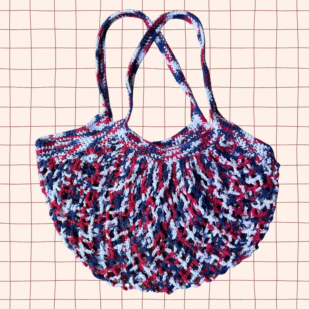 Red, White & Blue Mesh Market Bag