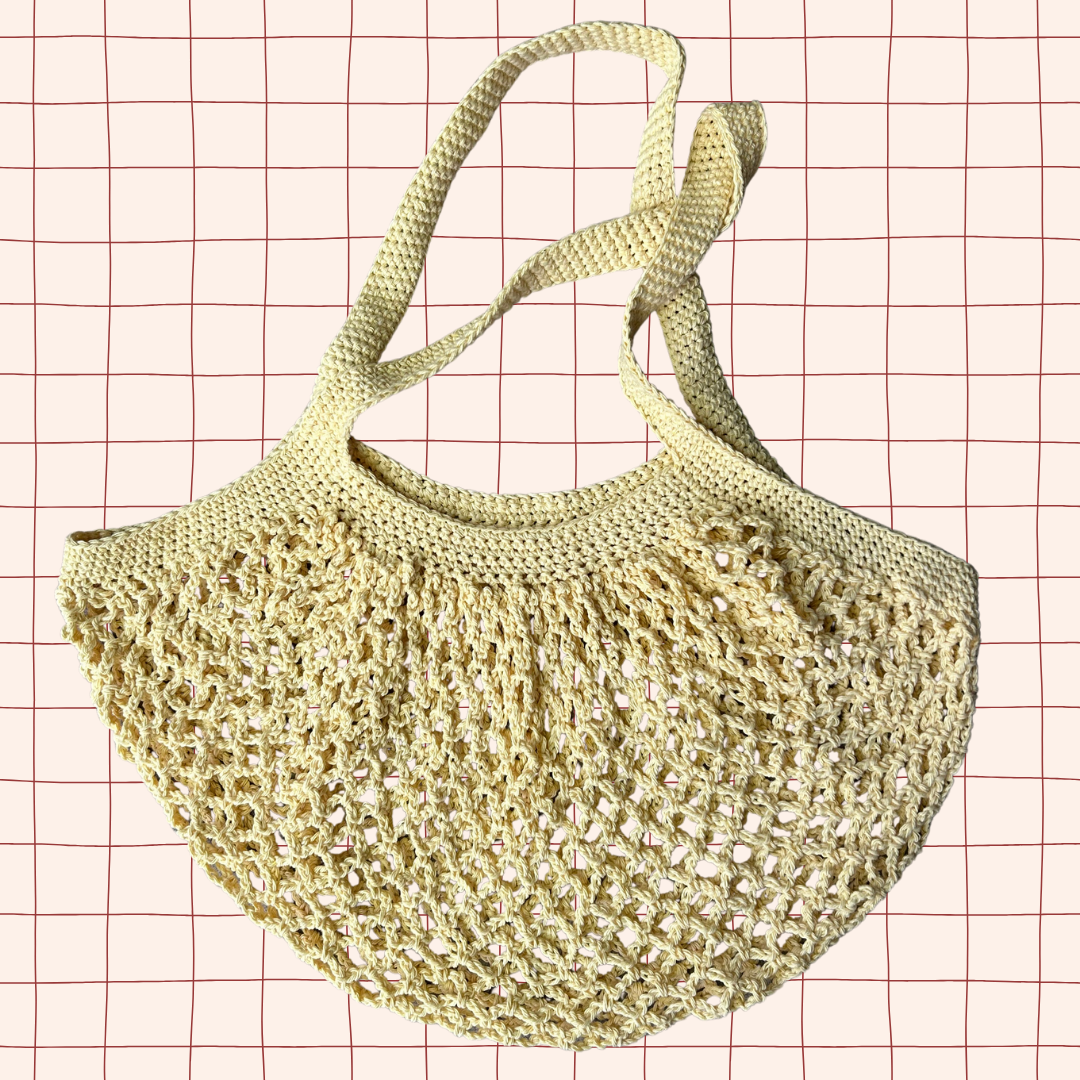 Banana Cream Mesh Market Bag