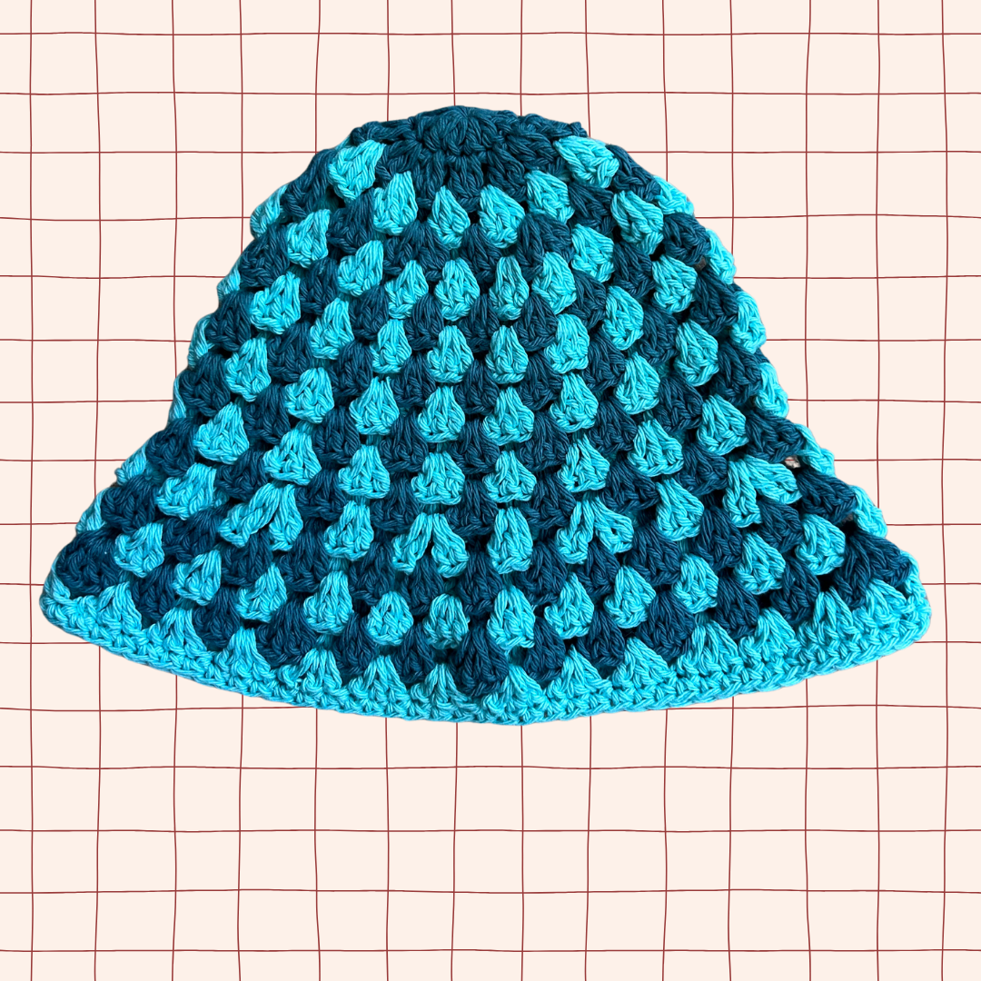 Turquoise & Teal Granny Stitch Bucket Hat