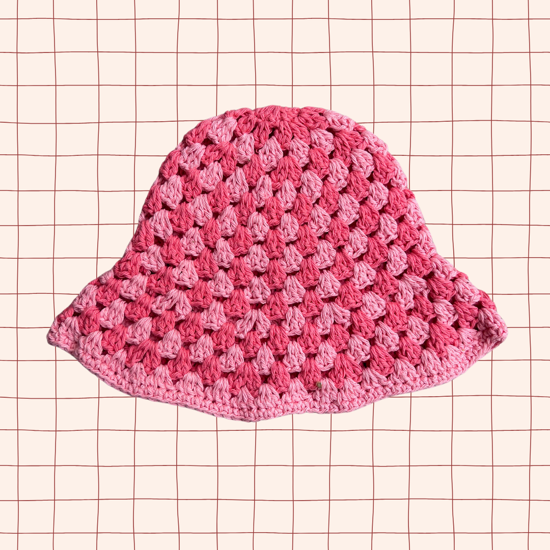 Coral Granny Stitch Bucket Hat