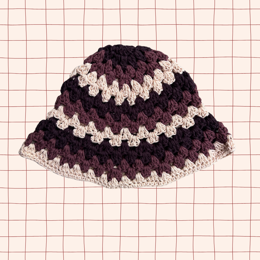 Neutral Browns Granny Stitch Bucket Hat