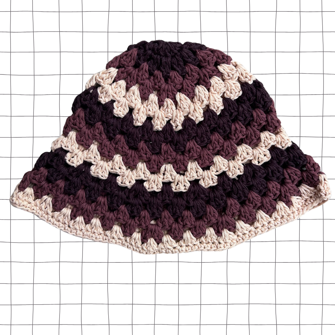 Neutral Browns Granny Stitch Bucket Hat