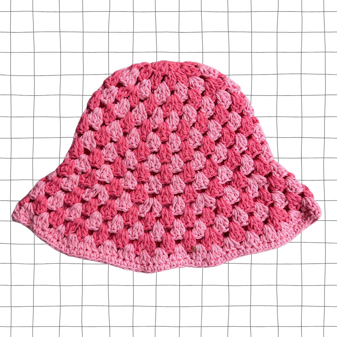 Coral Granny Stitch Bucket Hat
