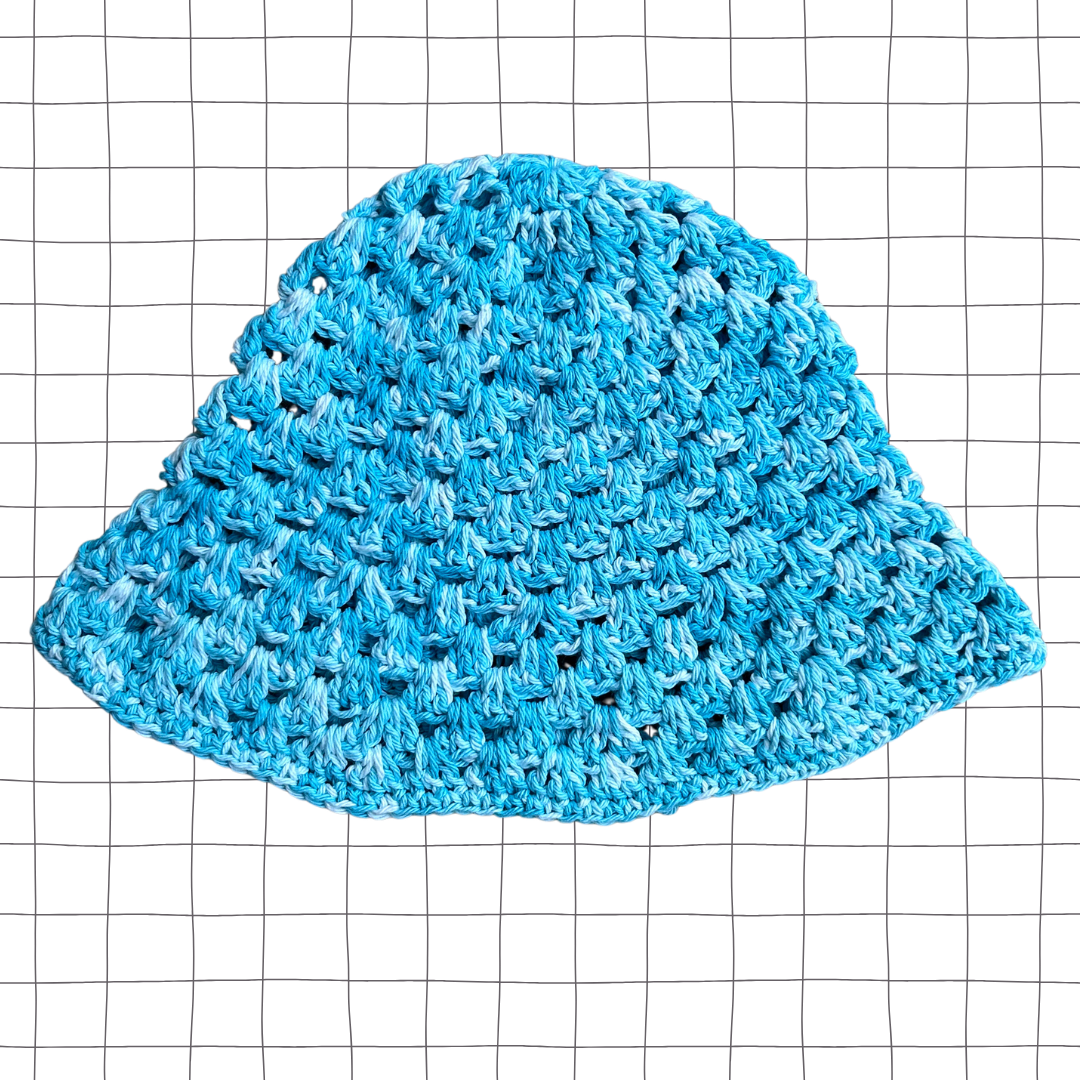 Blue Stonewashed Granny Stitch Bucket Hat